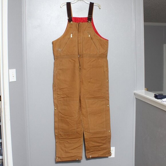 Carhartt Brown Overalls with Red Lining - Picture 1 of 7
